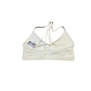 Gymshark Womens Sports Bra M Light Gray Ruched Strappy Workout Athletic